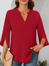 Load image into Gallery viewer, Notched Slit Half Sleeve Blouse
