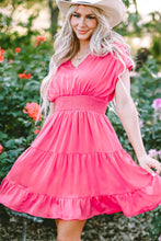 Load image into Gallery viewer, Smocked V-Neck Cap Sleeve Dress
