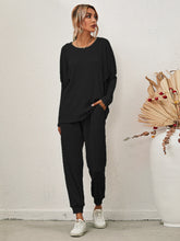 Load image into Gallery viewer, Full Size Round Neck Dropped Shoulder Top and Joggers Lounge Set
