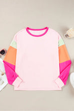 Load image into Gallery viewer, Color Block Round Neck Long Sleeve Top
