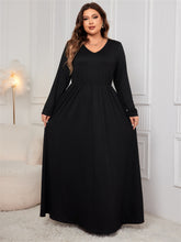 Load image into Gallery viewer, Plus Size Cutout V-Neck Long Sleeve Maxi Dress
