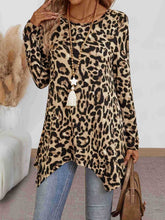 Load image into Gallery viewer, Leopard Round Neck Long Sleeve T-Shirt
