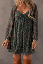 Load image into Gallery viewer, Ruched Printed Long Sleeve Mini Dress
