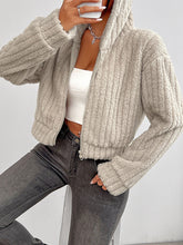 Load image into Gallery viewer, Zip Up Long Sleeve Fuzzy Hooded Jacket
