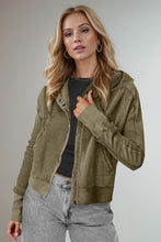 Load image into Gallery viewer, Double Take Waffle-Knit Zip Up Long Sleeve Hooded Jacket
