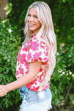 Load image into Gallery viewer, Printed Mock Neck Puff Sleeve Blouse
