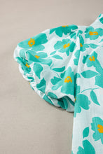 Load image into Gallery viewer, Printed Mock Neck Puff Sleeve Blouse
