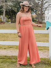 Load image into Gallery viewer, Plus Size Lace Detail Spaghetti Strap Wide Leg Jumpsuit
