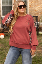 Load image into Gallery viewer, Plus Size Geometric Round Neck Long Sleeve Sweatshirt
