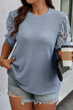 Load image into Gallery viewer, Plus Size Openwork Round Neck Half Sleeve Blouse
