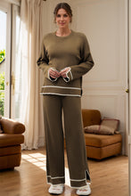 Load image into Gallery viewer, High-Low Round Neck Top and Pants Sweater Set
