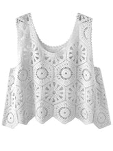 Load image into Gallery viewer, Openwork Round Neck Knit Vest
