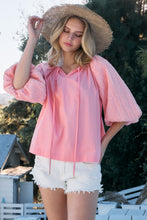 Load image into Gallery viewer, ODDI Full Size Poplin Bubble Sleeve Blouse
