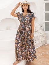 Load image into Gallery viewer, Plus Size Ruffled Printed Cap Sleeve Dress
