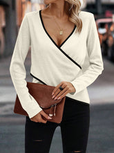 Load image into Gallery viewer, Full Size Crisscross Contrast Trim Long Sleeve T-Shirt
