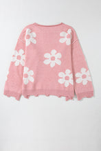 Load image into Gallery viewer, Pearl Trim Flower Round Neck Sweater
