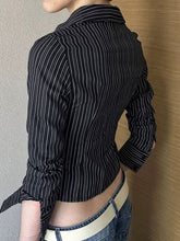 Load image into Gallery viewer, Devine Striped Collared Neck Long Sleeve Shirt
