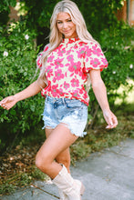 Load image into Gallery viewer, Printed Mock Neck Puff Sleeve Blouse
