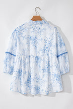 Load image into Gallery viewer, Printed Tie Neck Three-Quarter Sleeve Blouse
