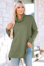 Load image into Gallery viewer, Cowl Neck Long Sleeve Slit Blouse
