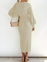 Load image into Gallery viewer, Tied Long Sleeve Wrap Sweater Dress
