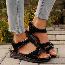 Load image into Gallery viewer, PU Leather Wedge Buckle Sandals
