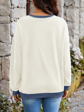 Load image into Gallery viewer, Contrast Round Neck Long Sleeve Sweatshirt
