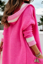 Load image into Gallery viewer, Pocketed Contrast Long Sleeve Hooded Cardigan
