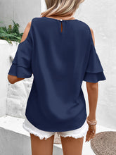 Load image into Gallery viewer, Cold Shoulder Flounce Sleeve Blouse
