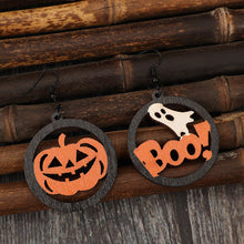 Load image into Gallery viewer, Hollow Pumpkin &amp; Letter Wooden Earrings
