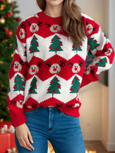 Load image into Gallery viewer, Christmas Element Round Neck Long Sleeve Sweater
