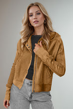 Load image into Gallery viewer, Double Take Waffle-Knit Zip Up Long Sleeve Hooded Jacket
