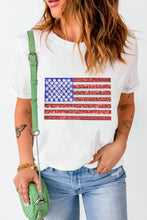 Load image into Gallery viewer, US Flag Round Neck Short Sleeve T-Shirt
