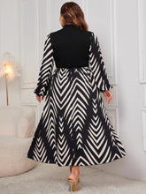 Load image into Gallery viewer, Plus Size Printed Mock Neck Long Sleeve Midi Dress
