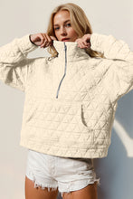 Load image into Gallery viewer, Double Take Half Zip Long Sleeve Quilted Sweatshirt with Pocket
