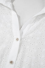 Load image into Gallery viewer, Embroidered Eyelet Collared Neck Long Sleeve Shirt
