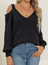 Load image into Gallery viewer, Cable-Knit V-Neck Long Sleeve Sweater
