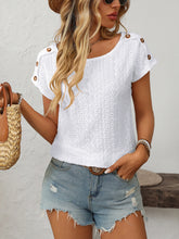 Load image into Gallery viewer, Mandy Eyelet Round Neck Short Sleeve Top

