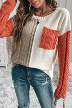 Load image into Gallery viewer, Color Block Round Neck Long Sleeve Sweater
