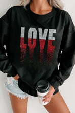 Load image into Gallery viewer, Rhinestone LOVE Round Neck Long Sleeve Sweatshirt

