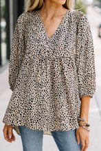 Load image into Gallery viewer, Animal Print V-Neck Three-Quarter Sleeve Blouse
