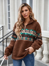 Load image into Gallery viewer, Half Zip Long Sleeve Fuzzy Top
