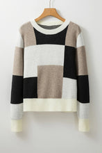 Load image into Gallery viewer, Color Block Round Neck Long Sleeve Sweater
