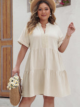 Load image into Gallery viewer, Plus Size Lace Detail Notched Short Sleeve Dress
