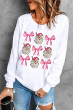 Load image into Gallery viewer, Santa &amp; Bow Graphic Long Sleeve Sweatshirt
