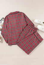 Load image into Gallery viewer, Plus Size Plaid Collared Neck Top and Pants Lounge Set
