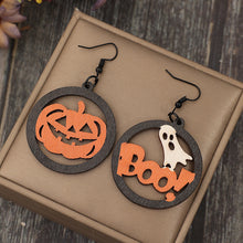 Load image into Gallery viewer, Hollow Pumpkin &amp; Letter Wooden Earrings
