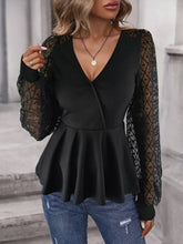 Load image into Gallery viewer, Peplum Surplice Long Sleeve Blouse
