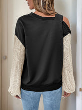 Load image into Gallery viewer, Perfee Sequin Asymmetrical Neck Long Sleeve Sweatshirt
