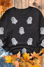 Load image into Gallery viewer, Glitter Ghost Round Neck Long Sleeve Sweatshirt
